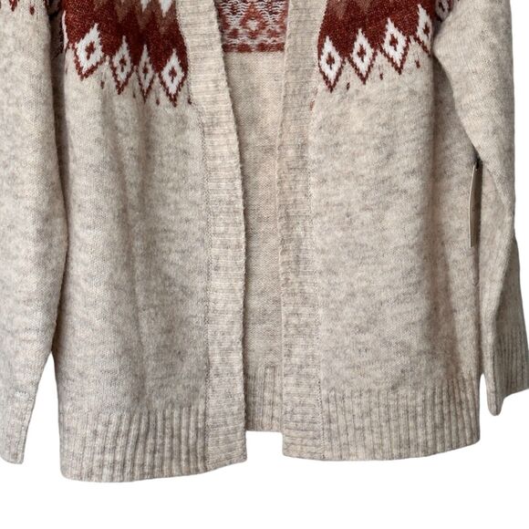 Aspen women's fair isle cardigan brown long sleeves size M - Picture 7 of 10